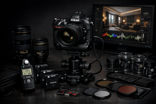 Professional photography equipment and camera setup